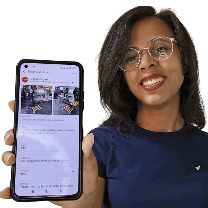 Graciele Fernandes com o celular